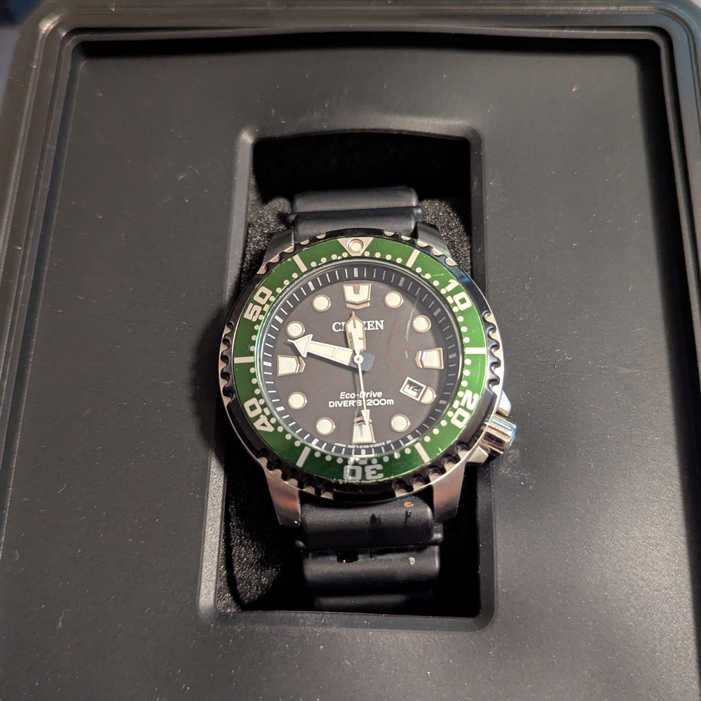 Citizen Eco-Drive Black and Green Dive Watch